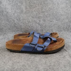 Moosefield Shoes Womens 38 Sandals Slip On Toe Loop Buckle Straps Flat Casual